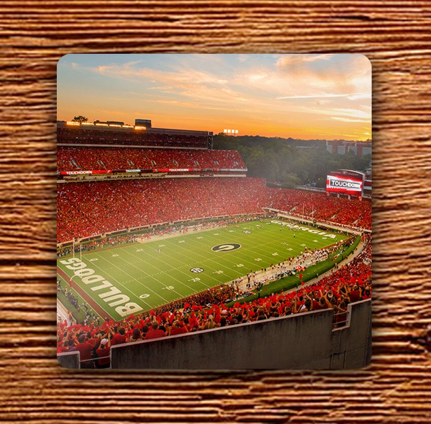 UGA Georgia Bulldogs 4" Hardboard Coaster - Sanford Stadium Redout Photo - WRIGHT PHOTO