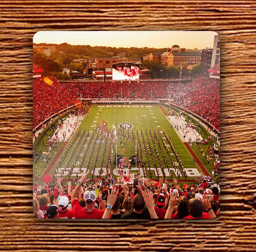 UGA Georgia Bulldogs 4" Hardboard Coaster - Saturday in Sanford Stadium Photo - WRIGHT PHOTO