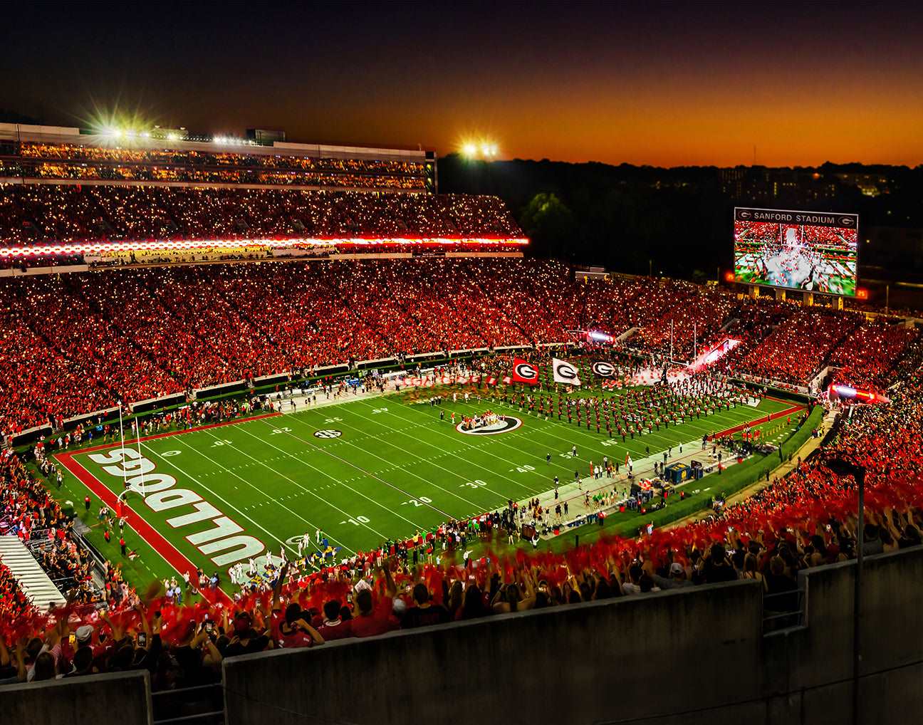 Big Night in Sanford Stadium Photo Print & Canvas Wrap - Georgia Bulldogs Art