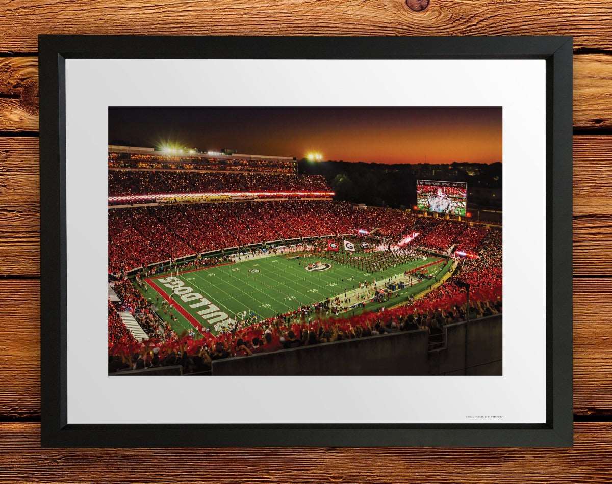 UGA Georgia Bulldogs Art: Georgia vs Notre Dame Big Night in Sanford Stadium Art Poster Print - Wright Photo