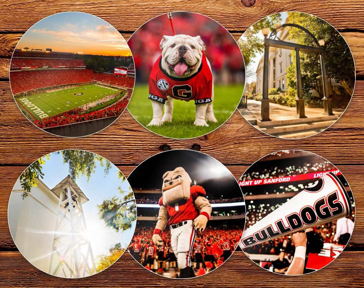 UGA Georgia Bulldogs Sticker Variety Pack - 2.75" Circle Vinyl Photo Decals - Graduation Gift Wrap - WRIGHT PHOTO