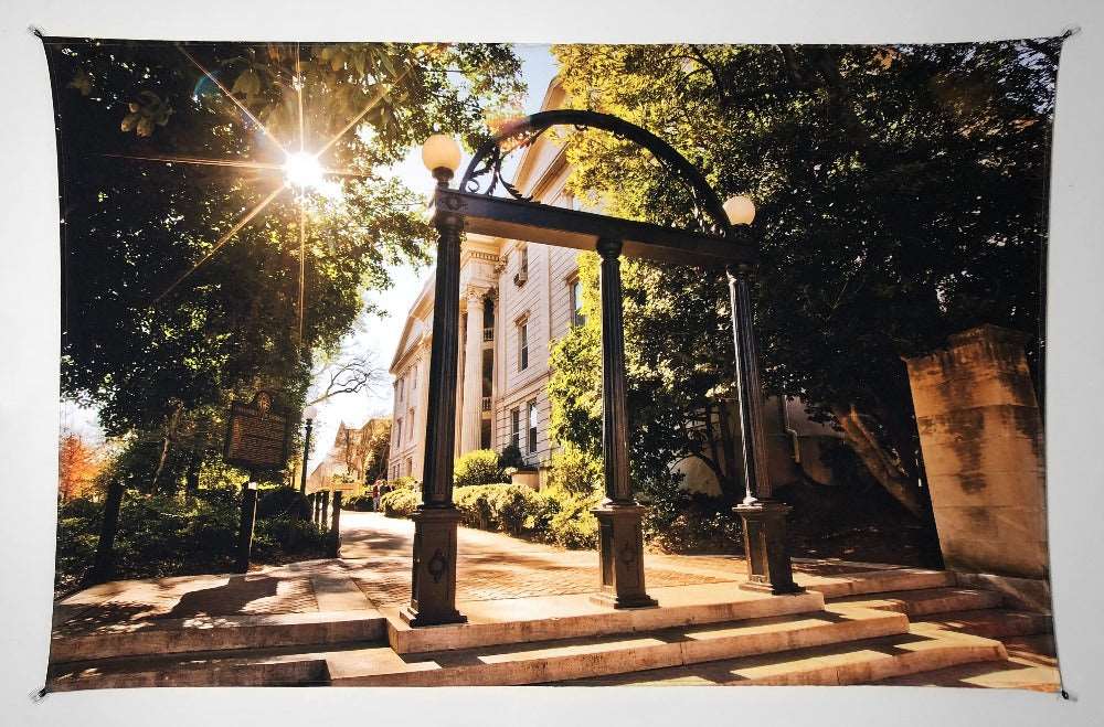 UGA Georgia Bulldogs Art: Campus Arch Photo Tapestry Print - 2XL & 3XL Sizes - Wright Photo