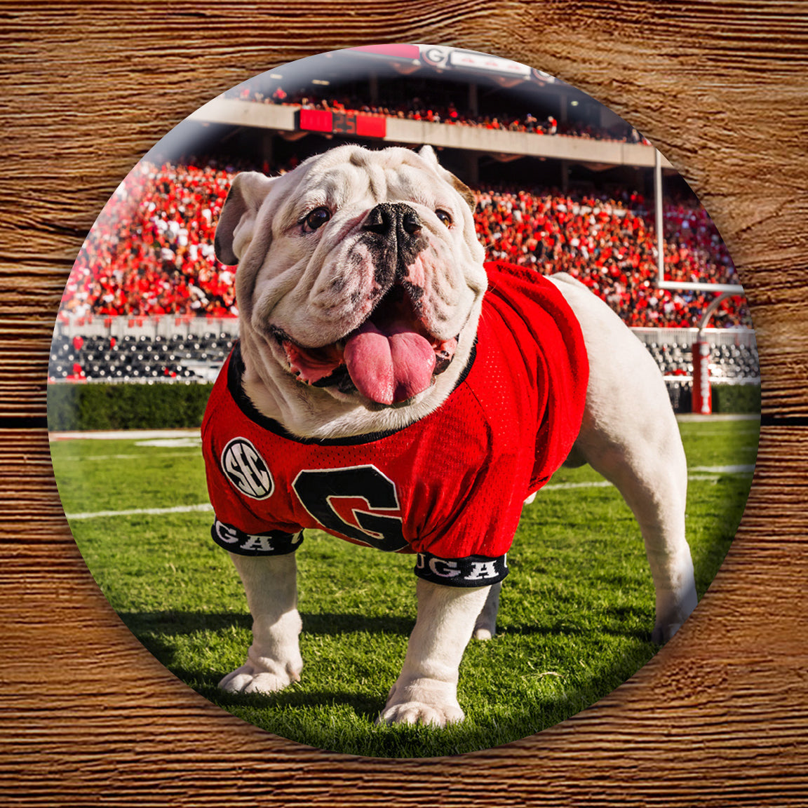 Uga X in the Endzone 3" Pin-Back Button - Georgia Bulldogs Tailgating & Gifts