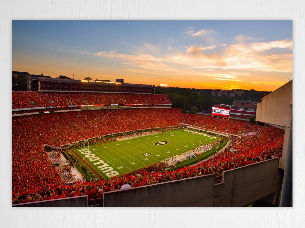 UGA Georgia Bulldogs Art: Sanford Stadium Redout Art Poster Print - Wright Photo