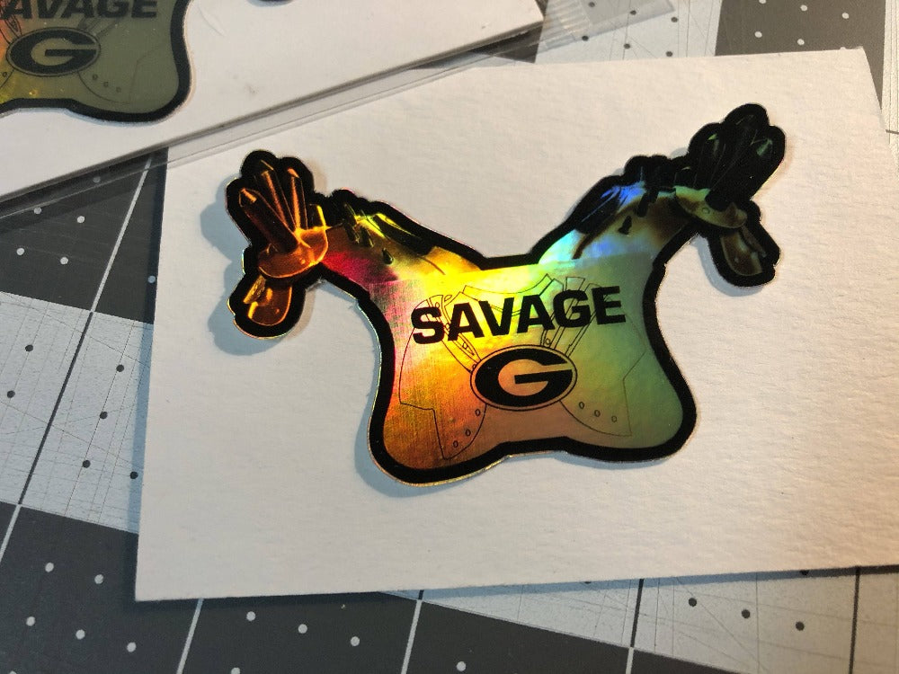 UGA Georgia Bulldogs Stickers - Savage Pads - Die Cut Vinyl Photo Decals for Car & Truck, Laptop, Cooler & More - WRIGHT PHOTO