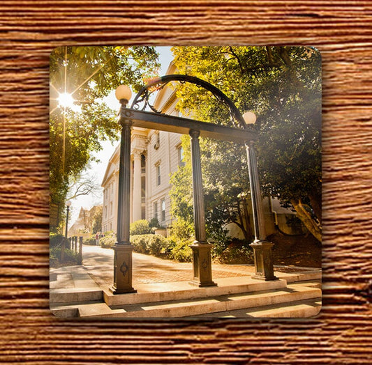 UGA Georgia Bulldogs 4" Hardboard Coaster - University of Georgia Campus Arch Photo - WRIGHT PHOTO