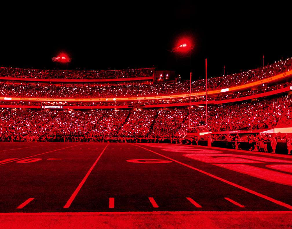 Sanford Stadium Red Light Show Photo Print & Canvas Wrap - Georgia Bulldogs Art
