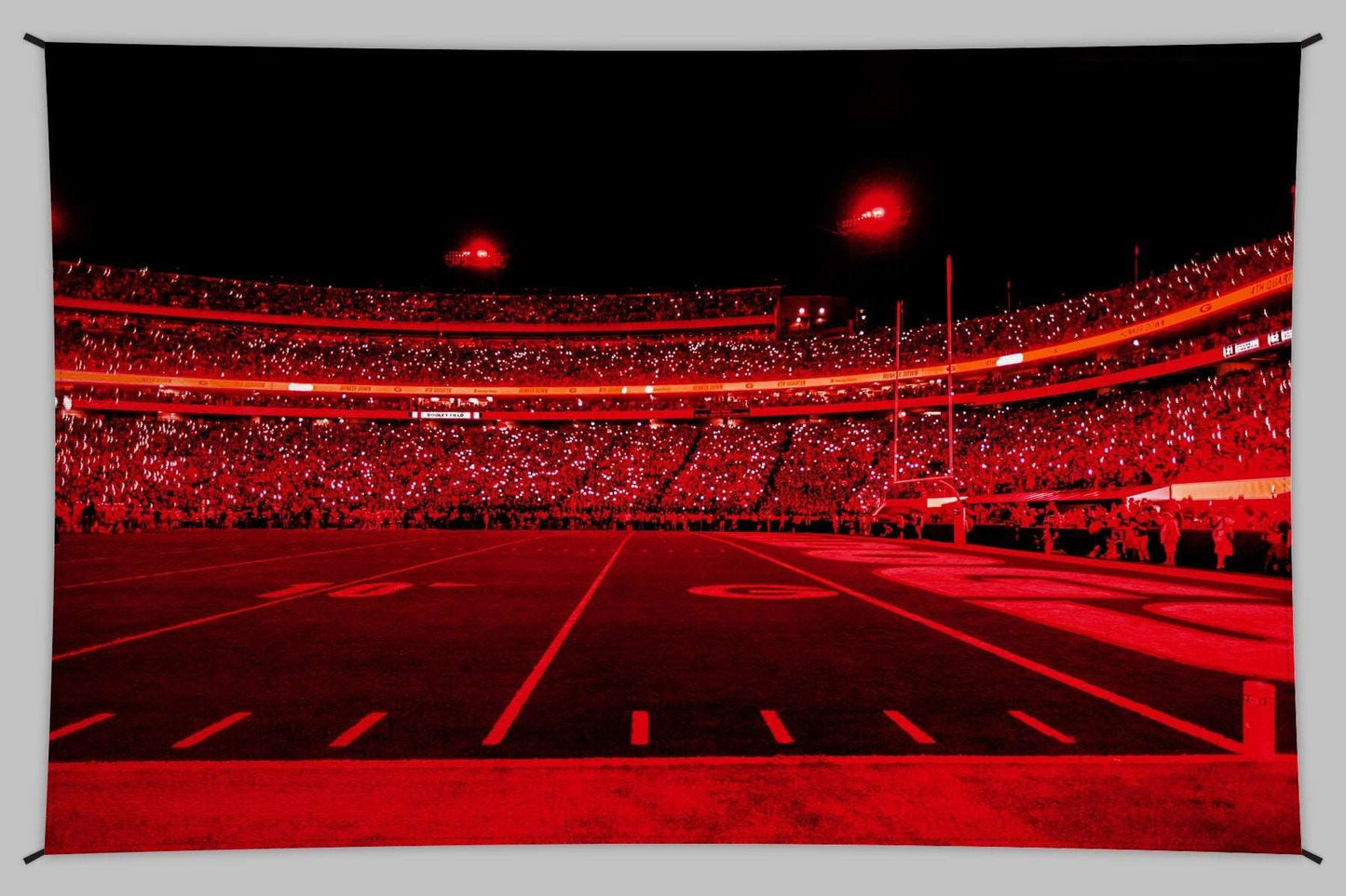 UGA Georgia Bulldogs Art: Red Lights Show Photo Tapestry Print - 2XL & 3XL Sizes - Wright Photo