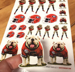 UGA Georgia Bulldogs Sticker Sheet - 33 Die Cut Vinyl Photo Decals - UGA X + Hairy Dawg + Helmet - WRIGHT PHOTO