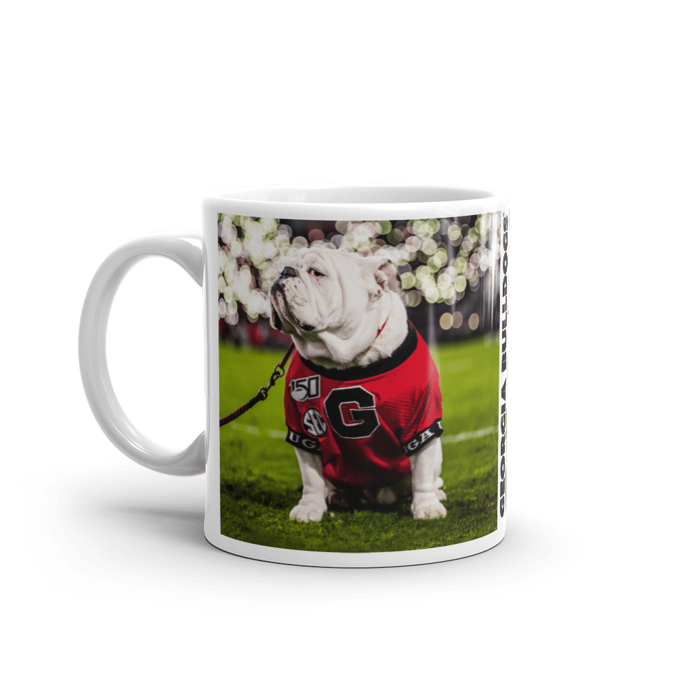 UGA Georgia Bulldogs: Uga Football Mascot Under the Lights Photo Mug - 11oz & 15oz Coffee Mug - Photo Mug - Gift & Home Decor - WRIGHT PHOTO
