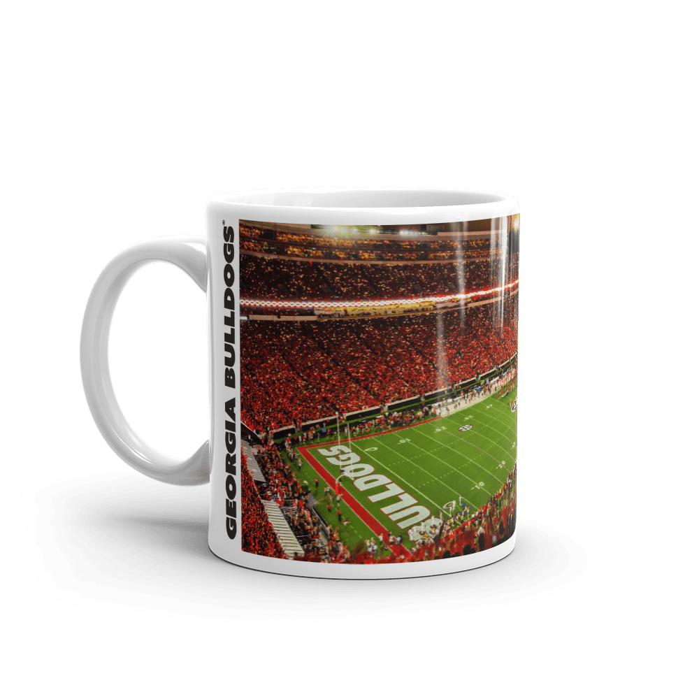 UGA Georgia Bulldogs: Big Night in Sanford Stadium vs Notre Dame Panoramic Photo Mug - 11oz & 15oz Coffee Mug - Photo Mug - Gift & Home Decor - WRIGHT PHOTO